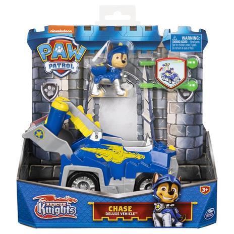 PAW Patrol Macchinina trasformabile con action figure da collezione di Chase Rescue Knights - 3