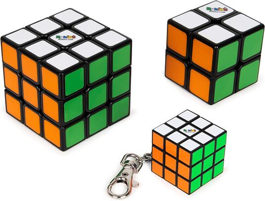 RUBIK'S Il Cubo, Family confezione regalo 3x3 + 2x2 + 3x3 portachiavi - 6