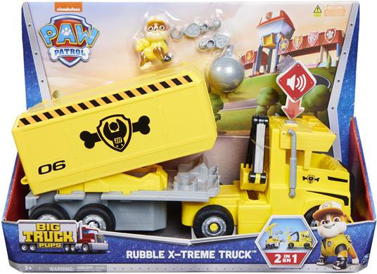 PAW Patrol , X-Treme Truck, camion di Rubble trasformabile 2 in 1 con escavatore giocattolo, gru giocattolo, luci e suoni, action figure, giocattoli per bambini dai 3 anni in su - 5