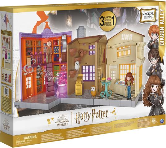Wizarding World Harry Potter, Magical Minis set di gioco Diagon Alley 3-in-1 con luci e suoni, 2 personaggi e 21 accessori, giocattoli per bambini dai 6 anni in su - 2