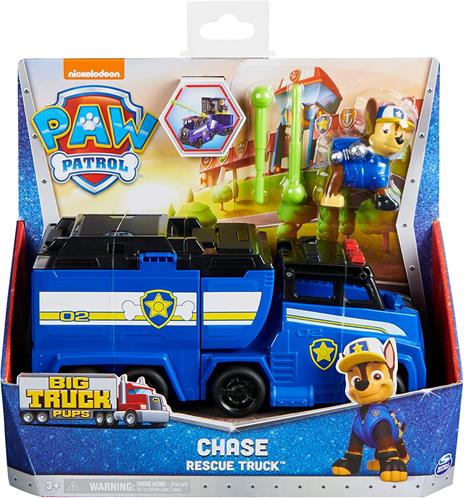PAW Patrol , camion giocattolo trasformabile Big Truck Pups con action figure da collezione di Chase, giocattoli per bambini dai 3 anni in su - 2