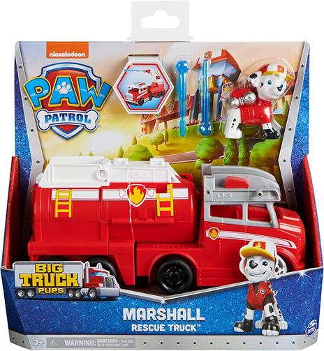 PAW Patrol , camion giocattolo trasformabile Big Truck Pups con action figure da collezione di Marshall, giocattoli per bambini dai 3 anni in su - 2