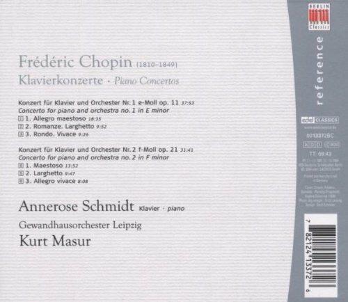 Concerti per pianoforte n.1, n.2 - CD Audio di Frederic Chopin,Kurt Masur,Gewandhaus Orchester Lipsia,Annerose Schmidt - 2