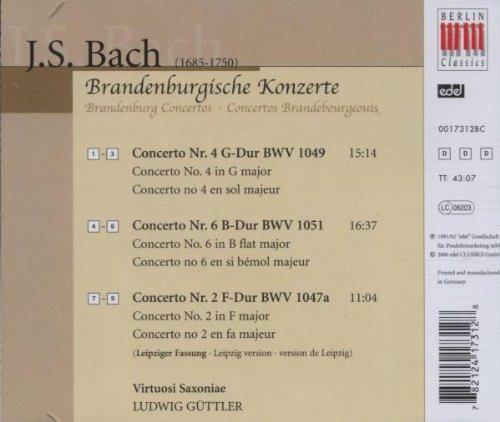 Concerti brandeburghesi n.2, n.4, n.6 - CD Audio di Johann Sebastian Bach,Ludwig Güttler,Virtuosi Saxoniae - 2