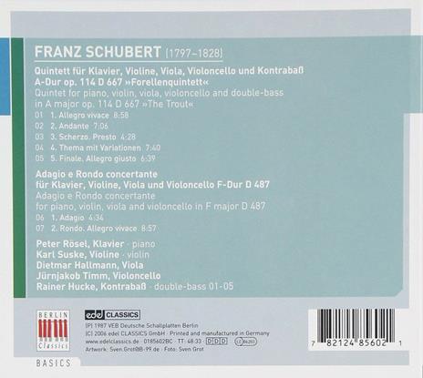Quintetto con pianoforte "La trota" (Berlin Basics) - CD Audio di Franz Schubert - 2
