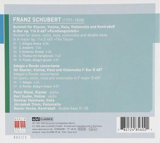 Quintetto con pianoforte "La trota" (Berlin Basics) - CD Audio di Franz Schubert - 2