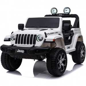Giocattolo Auto Elettrica Per Bambini Jeep Wrangler Rubicon Bianca Con Radiocomando 12V Dashboard E Led Bcr Baby Car
