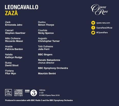 Zaza - CD Audio di Ruggero Leoncavallo,BBC Symphony Orchestra,Maurizio Benini - 2