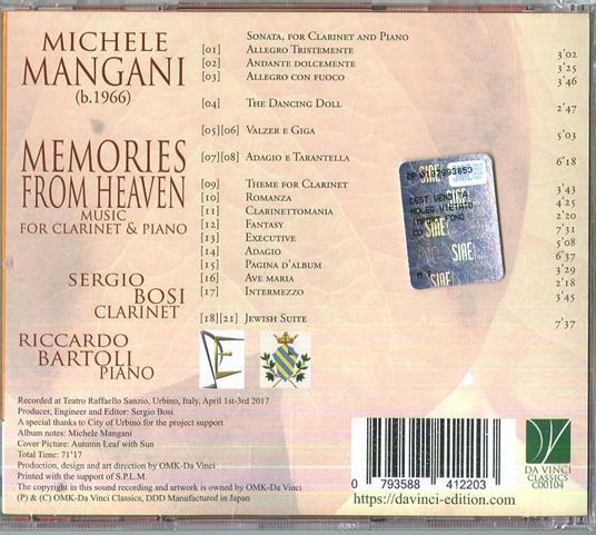 Memories from Heaven - CD Audio di Sergio Bosi,Michele Mangani,Riccardo Bartoli - 2
