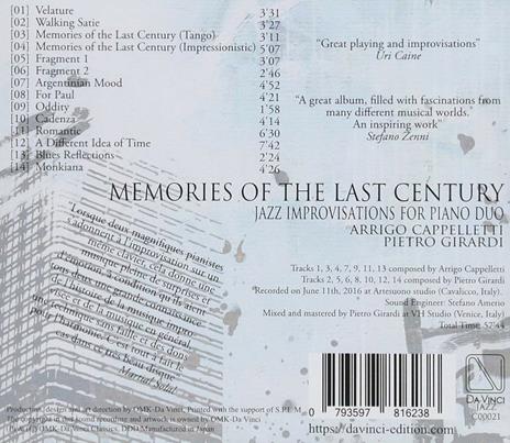 Memories of the Last Century - CD Audio di Arrigo Cappelletti - 2