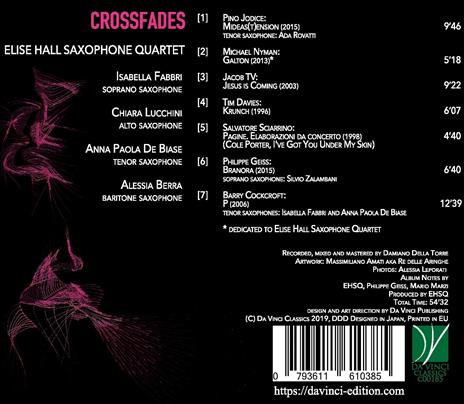 Crossfades - CD Audio di Elise Hall Saxophone Quartet - 2