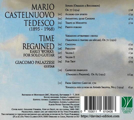 Time Regained - CD Audio di Mario Castelnuovo-Tedesco,Giacomo Palazzesi - 2