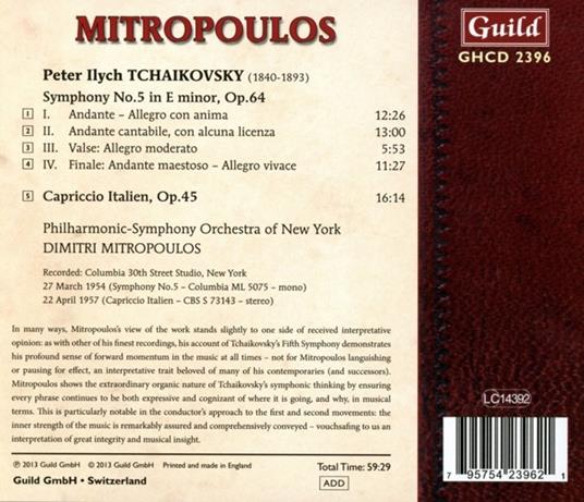 Sinfonia n.5 - Capriccio Italiano - CD Audio di Pyotr Ilyich Tchaikovsky - 2
