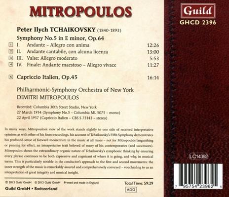 Sinfonia n.5 - Capriccio Italiano - CD Audio di Pyotr Ilyich Tchaikovsky - 2