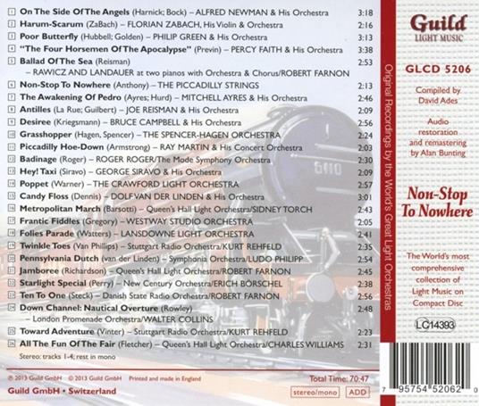 Non Stop to Nowhere. The Golden Age of Light Music - CD Audio - 2