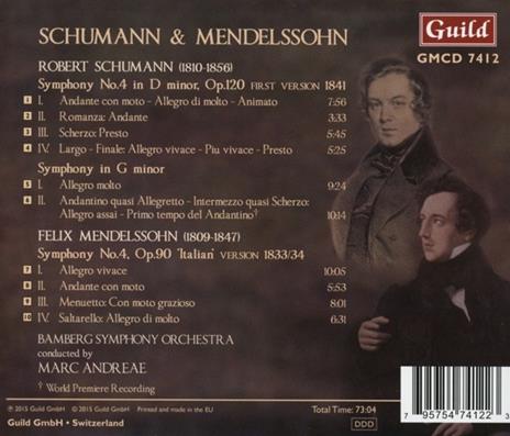Symphonies No 4 - CD Audio di Robert Schumann,Felix Mendelssohn-Bartholdy - 2