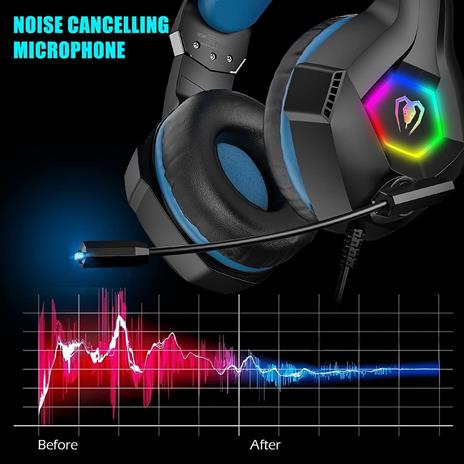 Cuffie Gaming RGB LED con Microfono per PS4 PS5 PC Xbox One con 50mm Altoparlante Bass Stereo Cancellazione del Rumore per Mac Nintendo Switch - 3