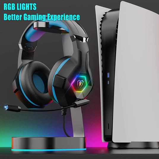 Cuffie Gaming RGB LED con Microfono per PS4 PS5 PC Xbox One con 50mm Altoparlante Bass Stereo Cancellazione del Rumore per Mac Nintendo Switch - 5