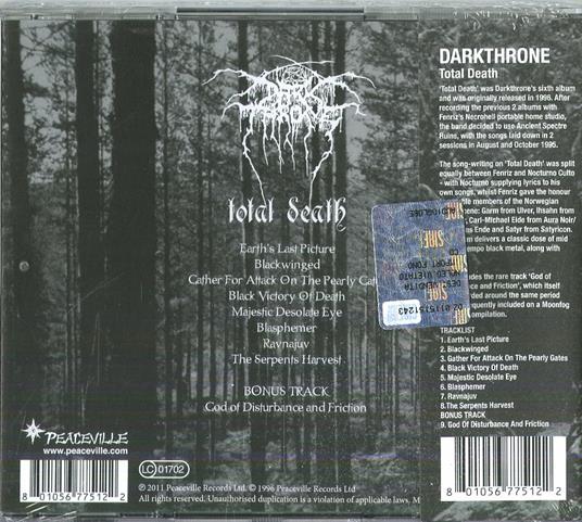Total Death (+ Bonus Track) - CD Audio di Darkthrone - 2