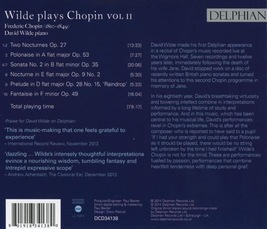 Wilde Plays Chopin Vol.2 - CD Audio di Frederic Chopin - 2