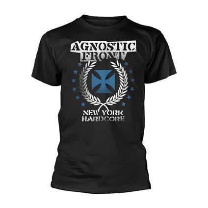 T-Shirt Unisex Tg. M. Agnostic Front: Blue Iron Cross