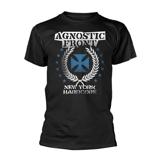 T-Shirt Unisex Tg. M. Agnostic Front: Blue Iron Cross
