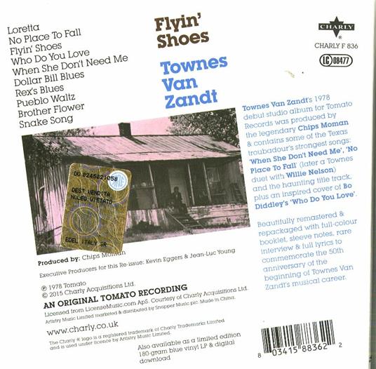 Flyin' Shoes (Digipack) - CD Audio di Townes Van Zandt - 2