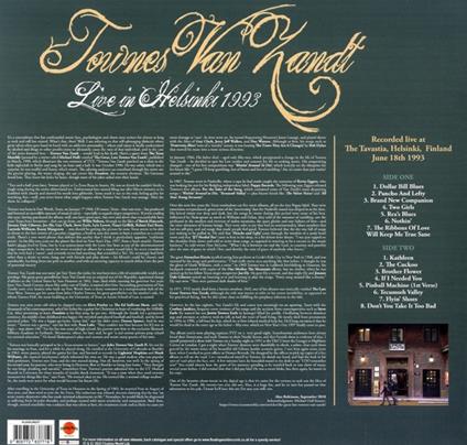 Live In Helsinki 1993 - Vinile LP di Townes Van Zandt