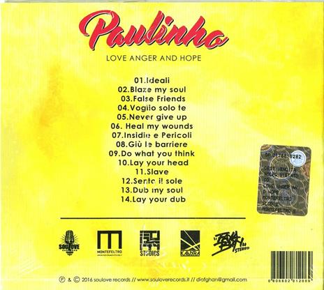 Love Anger and Hope - CD Audio di Paulinho - 2