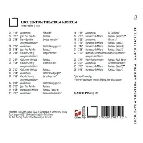 Luculentum Theatrum Musicum - CD Audio di Marco Pesci - 2