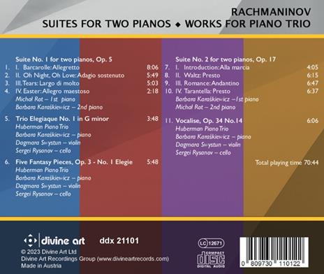 Rachmaninov. Suites For Two Pianos; Music For Piano Trio - CD Audio di Barbara - Michal Rot - Huberman Piano Trio Karaskiewicz - 2