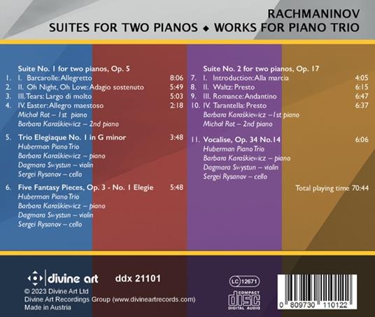 Rachmaninov. Suites For Two Pianos; Music For Piano Trio - CD Audio di Barbara - Michal Rot - Huberman Piano Trio Karaskiewicz - 2