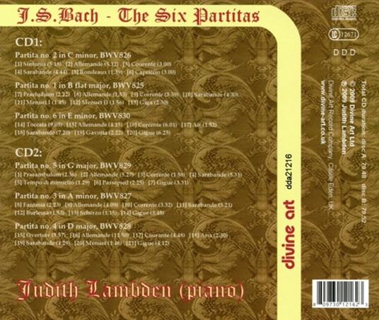 6 Partite per Pianoforte - CD Audio di Johann Sebastian Bach - 2