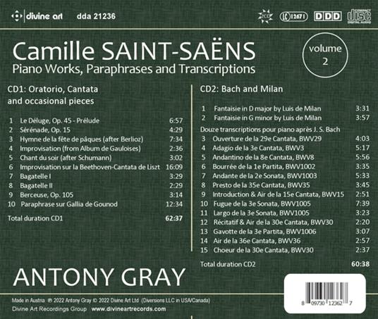 Piano Works, Paraphrases & Transcriptions Vol.2 - CD Audio di Camille Saint-Saëns,Antony Gray - 2