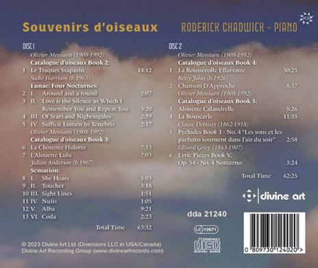 Anderson, Debussy, Grieg, Harrison, Jolas & Messiaen. Souvenirs D'Oiseaux - CD Audio di Roderick Chadwick - 2