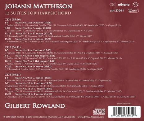 12 Suites for Harpsichord - CD Audio di Johannes Mattheson - 2
