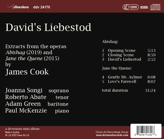 David's Liebestod - CD Audio di James Cook - 2