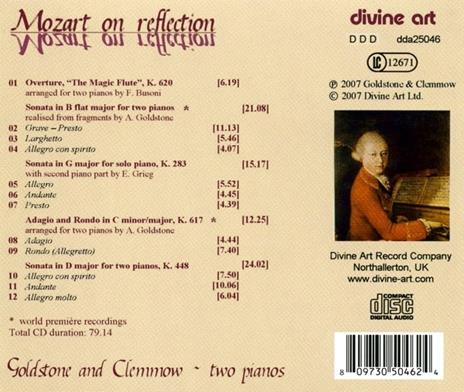 On Reflection. Musica per due pianoforti - CD Audio di Wolfgang Amadeus Mozart - 2