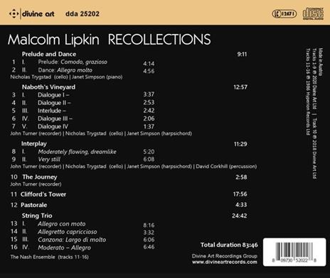Recollections - CD Audio di Malcolm Lipkin - 2