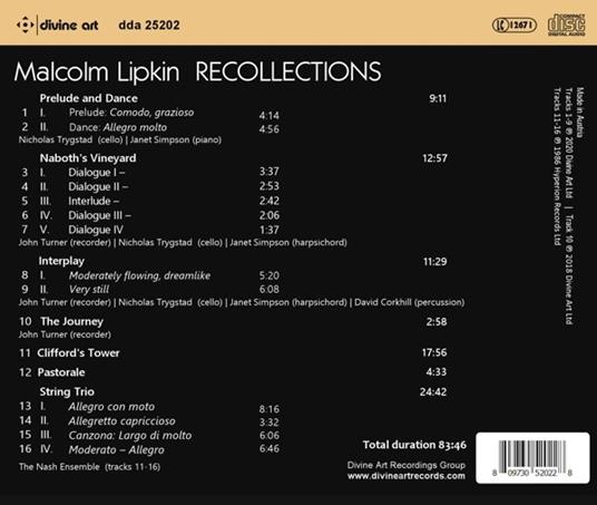 Recollections - CD Audio di Malcolm Lipkin - 2