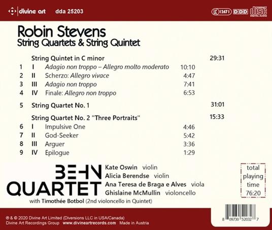 String Quartets & String Quintet - CD Audio di Robin Stevens - 2