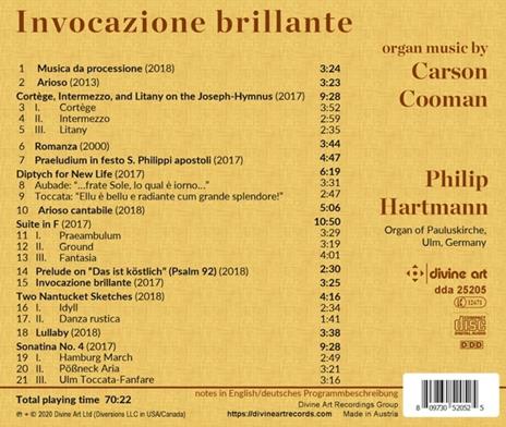 Invocazione Brillante - CD Audio di Carson Cooman - 2