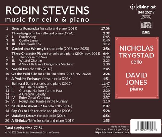 Music For Cello And Piano - CD Audio di Robin Stevens - 2