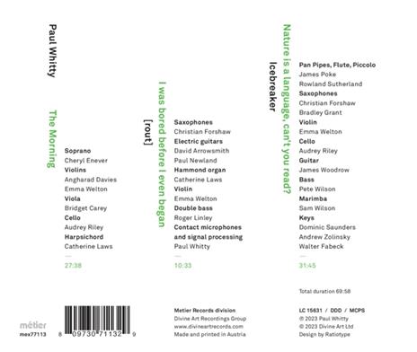 Paul Whitty. The Morning - CD Audio di Icebreaker - 2