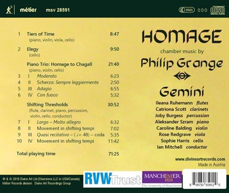 Homage chamber music by Philip Grange - CD Audio di Philip Grange - 2