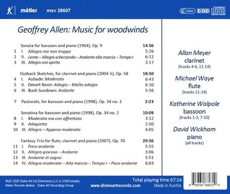 Music for Woodwinds - CD Audio di Geoffrey Allen - 2