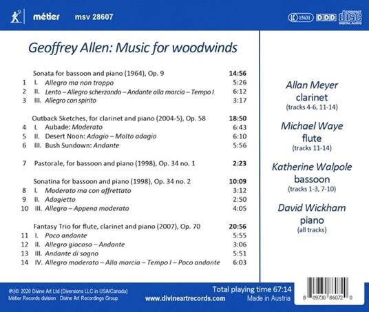 Music for Woodwinds - CD Audio di Geoffrey Allen - 2