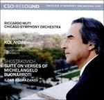 Suite su versi di Michelangelo Buonarroti - Kol Nidre - CD Audio di Arnold Schönberg,Dmitri Shostakovich,Riccardo Muti