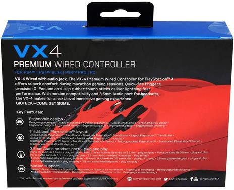 Gioteck VX4 Rosso USB Gamepad Analogico/Digitale PC, PlayStation 4 - 5