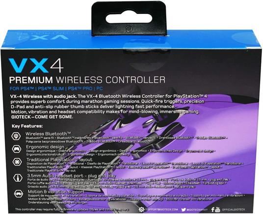 Gioteck VX-4 Nero Bluetooth Gamepad Analogico/Digitale PlayStation 4 - 3